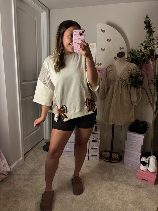 Football Striped Bow Tee
