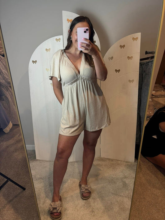Cream Ribbed romper